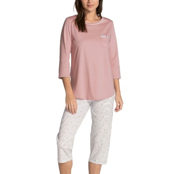 Calida Sweet Dreams Crop Pyjama Rosa stribet bomuld Large Dame