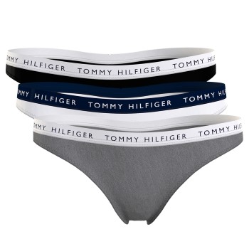 Tommy Hilfiger Trusser 3P Recycled Essentials Thong Sort/Grå Medium Dame