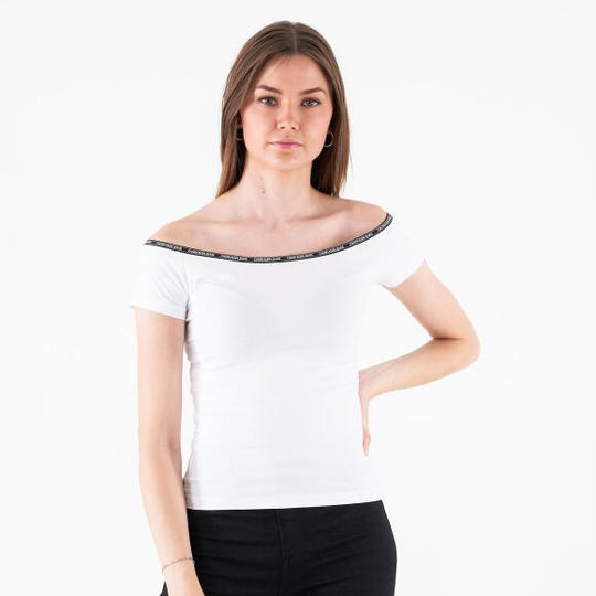 Logo trim ss bardot top