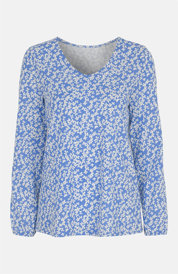 Mønstret jerseybluse med lange ærmer