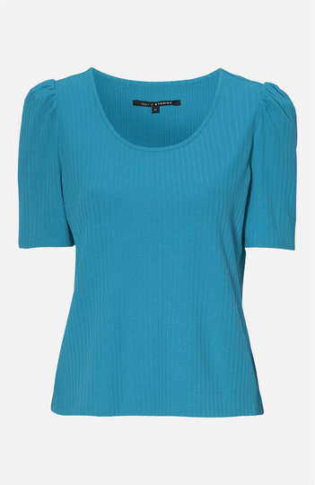 Bluse i rib Volante