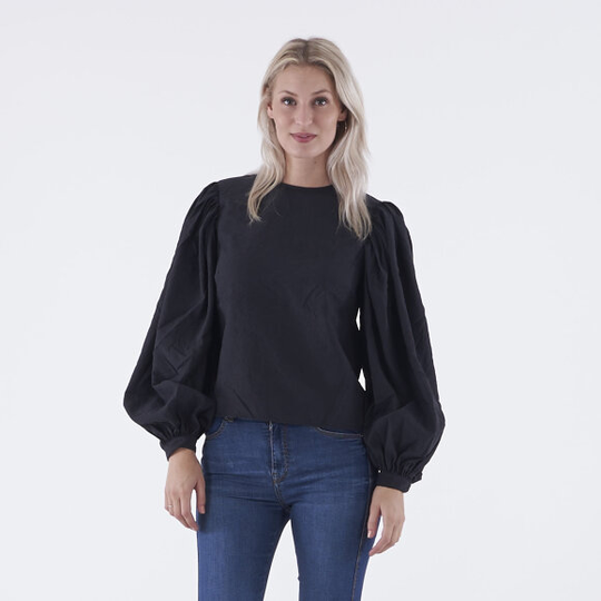 Puff sleeve round neck top