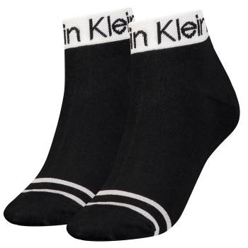 Calvin Klein Strømper 2P Logo Welt Quarter Socks Sort One Size Dame