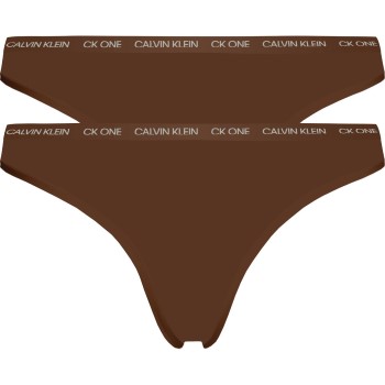 Calvin Klein Trusser 2P One Cotton Stretch Plus Thong Mørkbrun bomuld 3XL Dame
