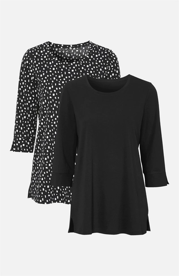 Jerseybluser med 3/4-lange ærmer 2-pack