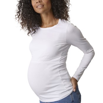 Boob Classic Long Sleeve Nursing Top Hvid økologisk bomuld Large Dame
