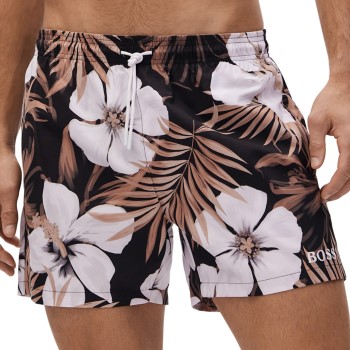 BOSS Turtle Recycled Swim Shorts Badebukser Sort mønstret polyester Large Herre