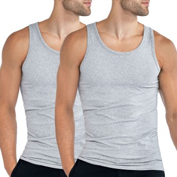 Bread and Boxers Men Tanks 2P Gråmelerad økologisk bomuld Large Herre