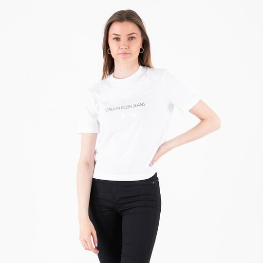 White monogram straight tee