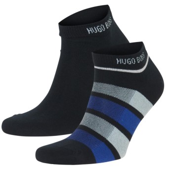 BOSS Block Stripe Ankle Sock Strømper 2P Blå Str 39/42