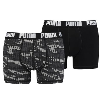 Puma 2P Everyday Camo Boxer Sort mønstret bomuld Large Herre