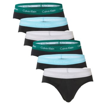 Calvin Klein 6P Cotton Stretch Hip Brief Sort/Sølv bomuld Large Herre