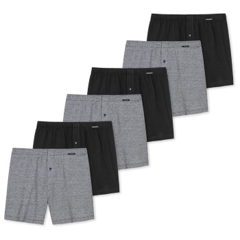 Schiesser 6P Essentials Cotton Boxer Shorts Grå bomuld Large Herre