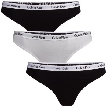 Calvin Klein Trusser 3P Carousel Thongs Sort/Hvid bomuld X-Large Dame