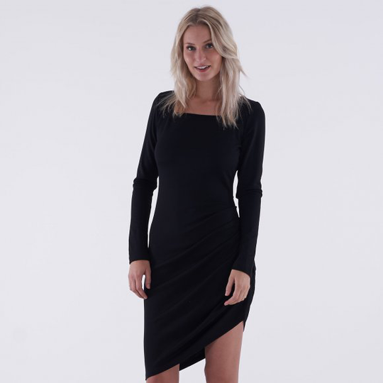 Long sleeve open back dress