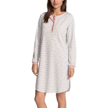 Calida Sweet Dreams Sleepshirt LS Rosa stribet bomuld Large Dame