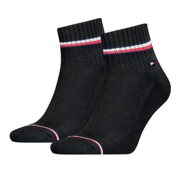 Tommy Hilfiger Strømper 2P Men Iconic Sports Quarter Sock Sort bomuld Str 39/42 Herre
