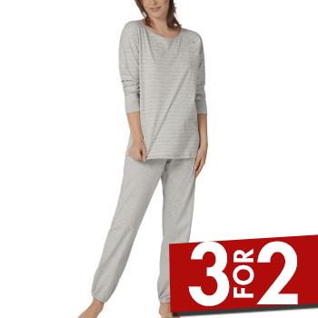 Triumph Lounge Me Cotton Pyjama With Cuff Grå bomuld 38 Dame