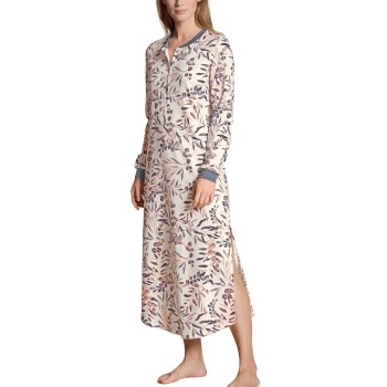 Calida Midnight Flowers Nightdress Creme bomuld Small Dame