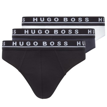 BOSS Cotton Stretch Classic Briefs 3P Blå/Hvid bomuld Large Herre