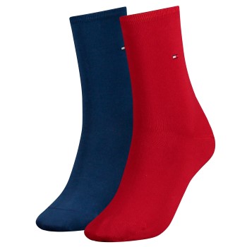 Tommy Hilfiger Strømper 2P Women Classic Casual Socks Blå/Rød Str 35/38 Dame