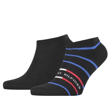 Tommy Hilfiger Strømper 2P Men Breton Stripe Sneaker Socks Sort Str 39/42 Herre