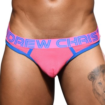 Andrew Christian Almost Naked Candy Pop Mesh Thong Rosa polyester Small Herre