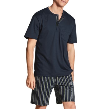 Calida Relax Streamline Basic Short Pyjama Blå/Grøn bomuld XX-Large Herre