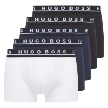 BOSS Cotton Boxer Trunks 5P Sort/Blå bomuld Small Herre