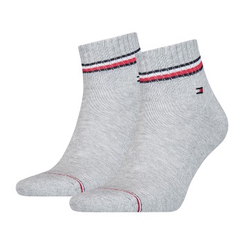 Tommy Hilfiger Strømper 2P Men Iconic Sports Quarter Sock Grå bomuld Str 43/46 Herre