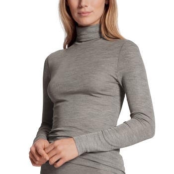 Calida True Confidence Polo Shirt Long Sleeve Grå Large Dame