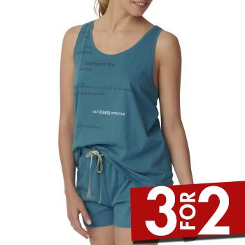 Triumph Lounge Me Cotton Pyjama Short Sleeve Set Turkise bomuld 36 Dame