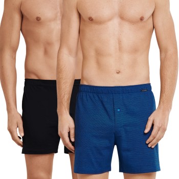 Schiesser 2P Essentials Cotton Boxer Shorts Blå bomuld Large Herre