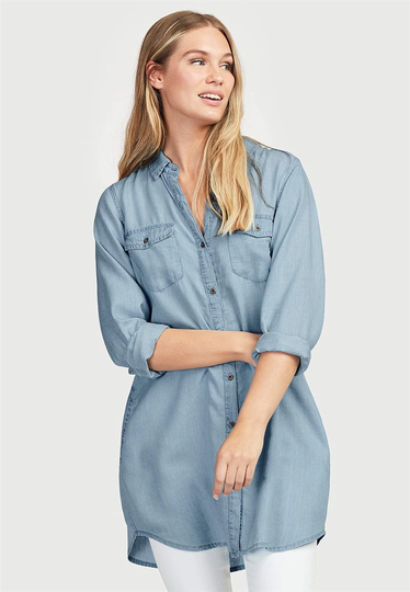 Lang denimskjorte