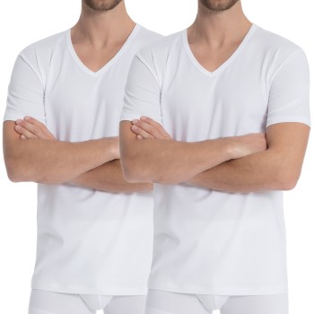 Calida 2P Natural Benefit V-shirt Hvid bomuld Large Herre